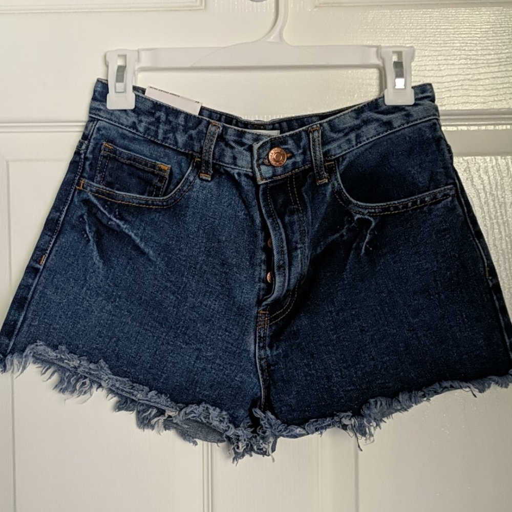 Raw hem denim shorts
